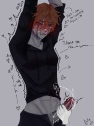 blush bondage clothing creepypasta cum dialogue ejaculation english_text erection eyeless_jack heart male male_only malesub masturbation pants pants_down penis penis_out precum rapidlyrotting solo sweat text tied_hands trembling wet