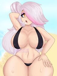 1girls artist_request beach big_breasts breasts colored_hair fhs fhsz3r0 fnafhs fnafhs_z3ro fnafhsrule34 hair_covering_eye hair_over_one_eye long_hair meg_(fnafhs) nexus_poiazo open_mouth pink_hair standing sweat sweatdrop sweating sweaty sweaty_body sweaty_thighs tagme thick_thighs thighs two_tone_hair white_hair wide_hips yellow_eyes