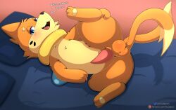 :3d absurd_res animal_genitalia balls blush buizel cloudeon erection feral fur generation_4_pokemon genitals hi_res male mammal ness_(risenpaw) nintendo nude open_mouth orange_body penis pokemon pokemon_(species) smile solo solo_male spread_legs spreading tail text