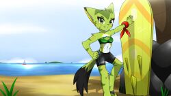 anthro armpits bikini blush carol_tea feline female female_protagonist freedom_planet freedom_planet_2 kenjikanzaki05 looking_at_viewer video_games wildcat