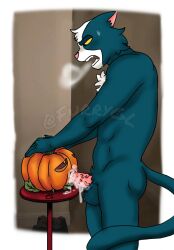 avocato barbed_penis cum_inside erection exhaling feline final_space furrygl gay halloween nude_male pumpkin thrusting_into_mouth ventrexian
