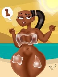 1girls 2d_(artwork) beach big_breasts black_hair breasts brown_eyes busty cum cum_on_body cum_on_breasts dark-skinned_female dark_skin earring erect_nipples female female_only hoop_earring hourglass_figure huge_breasts large_breasts leshawna_(tdi) long_hair navel nipples nude nude_female penis ponytail pussy solo speech_bubble standing superstarplasma tagme thick_thighs total_drama_(series) total_drama_island vagina voluptuous voluptuous_female wide_hips