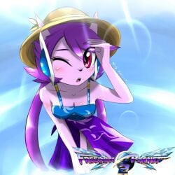 anthro aquatic_dragon blush dragon female female_protagonist freedom_planet freedom_planet_2 kenjikanzaki05 looking_at_viewer sash_lilac video_games water_dragon