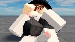 1boy 1girls 3d devil_mariorr34 glasses head_between_thighs naked roblox robloxian source_request tagme thighs witch