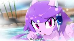 anthro anthro_only aquatic_dragon caught dialogue dragon english_text female female_protagonist freedom_planet freedom_planet_2 furry furry_only kenjikanzaki05 looking_at_viewer no_humans sash_lilac talking_to_viewer video_games water_dragon