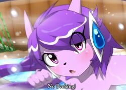 anthro aquatic_dragon caught dialogue dragon english_text female female_protagonist freedom_planet freedom_planet_2 furry furry_only kenjikanzaki05 looking_at_viewer no_humans sash_lilac talking_to_viewer video_games water_dragon