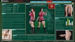 1futa 3d capcom casual casual_exposure casual_nudity character_profile character_sheet claire_redfield clothed clothing completely_nude different_angles different_poses english_text firearm futa_only futanari handgun huge_cock human ineffective_clothing intersex large_ass large_breasts naked nude nude_futanari pale_skin resident_evil resident_evil_2 revolver solo stevencarson tagme text weapon