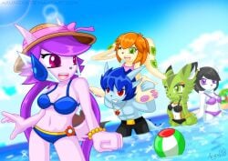 anthro aquatic_dragon arung beach bikini canine carol_tea dragon feline female female_protagonist freedom_planet freedom_planet_2 male milla_basset neera_li oc panda sash_lilac video_games water water_dragon wildcat