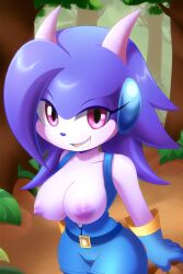 ai_generated anthro aquatic_dragon big_breasts dragon female female_protagonist freedom_planet galaxytrail looking_at_viewer sash_lilac smile smiling smiling_at_viewer topless video_games water_dragon xerberus0