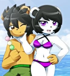 anthro arung bikini female female_protagonist freedom_planet freedom_planet_2 looking_at_viewer male neera_li oc panda video_games water