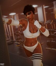 1girls 3d 3d_(artwork) 4k abs adidas armpit athletic athletic_female big_breasts black_hair blender blender_(software) blizzard_entertainment breasts dark-skinned_female dark_skin deep_armpits exercise exercise_clothing exposed_breasts female female_only fighting fingerless_gloves gym gym_clothes hi_res highres human large_breasts nip_slip nipple_slip nipples overwatch overwatch_2 pharah pnut shaved_armpit short_hair solo solo_focus sports_bra sportswear sweat sweaty tattoo thick_thighs thighhighs tomboy training watermark wet