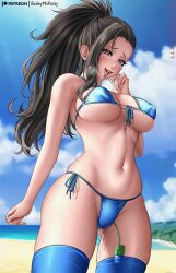 baileymcpatty beach bikini black_hair breath cameltoe drooling female female_only fully_clothed heart-shaped_pupils horny horny_female momo_yaoyorozu my_hero_academia nipple_bulge pokies pussy_juice pussy_juice_drip revealing_clothes saliva side-tie_bikini_bottom skimpy_clothes skindentation swimsuit tongue_out vibrator vibrator_in_thighhighs vibrator_under_clothes