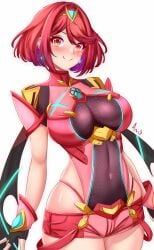 anisdrawn breasts core_crystal female female_only nintendo pyra red_eyes red_hair short_hair solo xenoblade_(series) xenoblade_chronicles_2