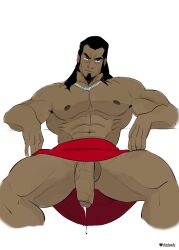 1boy avatar_legends balls bara beard big_penis cum dizdoodz facial_hair flaccid male male_only muscles muscular penis sitting solo solo_male spread_legs the_legend_of_korra tonraq water_tribe