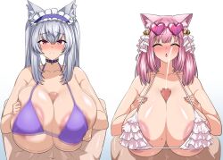 2boys 2girls afterimage animal_ears areolae bikini_top blush breasts cat_ears catgirl censored cleavage closed_eyes consensual_paizuri cum cumming_from_paizuri cumshot egoha. ejaculation ejaculation_between_breasts eyebrows_visible_through_hair ffmm_foursome foursome grey_hair hair_ornament headdress huge_breasts kouya_no_naga_samurai light-skinned_female light-skinned_male light_skin miyako_miyuri mole_on_breast mosaic_censoring nose_blush paizuri paizuri_lead_by_female paizuri_under_bikini penis pink_hair red_eyes sunglasses sunglasses_on_head swimsuit_paizuri swimzuri tenshouin_himeno virtual_youtuber wolf_ears wolf_girl