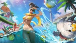 caitlyn_kiramman female fiora_laurent league_of_legends pool_party_caitlyn pool_party_fiora pool_party_series pool_party_ziggs richtofen ziggs