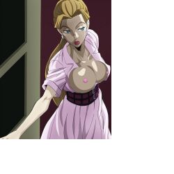 1girls aya_tsuji big_breasts breasts david_productions diamond_is_unbreakable female human jojo's_bizarre_adventure light-skinned_female light_skin long_hair nipples shounen_jump