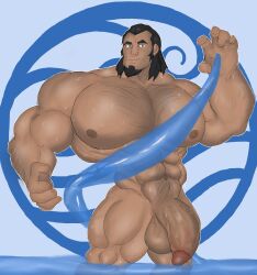 1boy avatar_legends balls bara beard big_balls big_penis facial_hair flaccid gab_art male male_only muscles muscular nude penis solo solo_male sweat sweating the_legend_of_korra tonraq water water_tribe waterbending