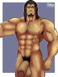 1boy artist_name avatar_legends balls bara beard big_balls big_penis erickbsan facial_hair flaccid male male_only muscles muscular nude penis solo solo_male the_legend_of_korra tonraq water_tribe