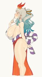 big_ass big_breasts big_butt bubble_ass bubble_butt female female_focus female_only green_eyes large_ass large_breasts large_butt lushhhh one_piece two_tone_hair white_hair wide_hips yamato_(one_piece)