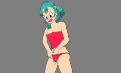 1girls accurate_art_style bikini blue_eyes bulma_briefs dragon_ball dragon_ball_(classic) dragon_ball_z female female_masturbation female_only fingering hand_in_panties lemoeve masturbation masturbation_through_clothing masturbation_under_clothes nude nude_female pleasure_face pussy pussy_juice pussy_juice_drip shounen_jump simple_background solo teenage_bulma teenager