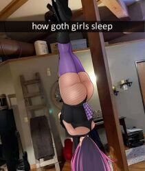 1girls ass english_text escriba female female_only fishnet_legwear fishnets goth goth_girl high_resolution latam_virtual_youtuber meme neneefthy original skirt solo text thighhighs thighs upside-down very_high_resolution virtual_youtuber vtuber vtuberfanart