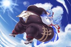 1girls 2023 bbw belly belly_overhang big_belly big_breasts blue_hair breasts cleavage educabezon fat fat_arms fat_belly fat_female fat_fetish fat_rolls fat_thighs fat_woman ganyu_(genshin_impact) genshin_impact hoyoverse huge_belly huge_breasts in_the_air light-skinned_female light_skin long_hair mihoyo morbidly_obese morbidly_obese_female obese obese_female overweight overweight_female ssbbw thick_thighs thighs weight_gain wide_hips