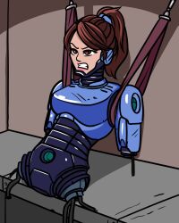 angry captured cybernetics cyborg damaged female helpless imminent_rape legless oc restrained robocop_(franchise) thisotherwriter wires