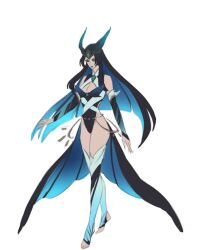 2d breasts cyan_eyes cyan_hair faerie_court_series faerie_court_syndra feet female league_of_legends long_hair piscina_(artist) syndra