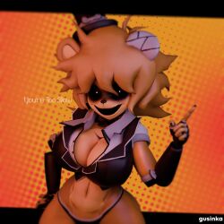 1girls breasts female female_only five_nights_at_freddy's fredina's_nightclub golden_freddy_(fnaf) golden_fredina_(cally3d) gusinka looking_at_viewer tagme text type_0
