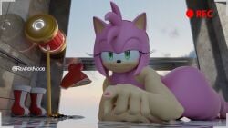 3drendernoob amy_rose elevator exhibitionism filming green_eyes nude_female recording smile sonic_(series) sonic_the_hedgehog_(series) thick_ass thick_thighs