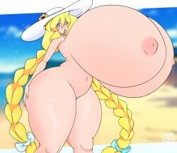 blonde_hair breasts_bigger_than_head cassie_(theycallhimcake) edit huge_breasts purpleguyri pussy riley_moore_(artist) sun_hat