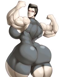 back_muscle ferrus_manus flexing_bicep genderbend genderswap_(mtf) huge_breasts imperium_of_man iron_hands muscular_female primarch rompecaderasgod rule_63 sideboob warhammer_(franchise) warhammer_40k