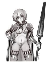 1girls armor black_and_white don_quixote_(limbus_company) lance limbus_company monochrome njaja_kanja_(artist) project_moon tagme