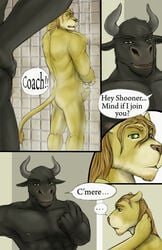 bovine bull comic feline furry furry_only gay hit_the_showers lion male male_only muscles no_humans penis rov yaoi