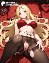 1girls 2026 ai_assisted ai_generated alpha_(the_eminence_in_shadow) anime artist_name blonde_hair blue_eyes box bra breasts bust chocolate explicit female_genitalia genitals gift gift_box heart-shaped_chocolate hi_res high_quality high_resolution highres kage_no_jitsuryokusha_ni_naritakute! long_hair looking_at_viewer pantyhose patreon patreon_username petals pillow pointy_ears pussy red_bra skypassion stable_diffusion the_eminence_in_shadow torn_clothes torn_legwear uncensored_pussy uncensored_vagina underwear valentine valentine's_day valentines_day watermark