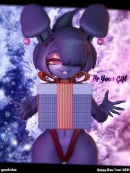 2024 bonfie bonfie_(cryptia) bonfie_(cryptiacurves) bonnie_(cally3d) bonnie_(fnaf) breasts_in_box female female_only five_nights_at_freddy's fredina's_nightclub gusinka happy_new_year_2024 looking_at_viewer nude nude_female tagme text