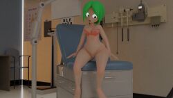 2021 3d 3d_(artwork) blender breast_expansion freckles fuku_(squidly) green_eyes green_hair nude_female sitting_on_chair small_breasts squidly tube