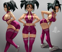 1girls abs alternate_hairstyle ass big_ass big_breasts black_hair breasts bubble_butt busty calves cameltoe cleavage crop_top dragon_ball dragon_ball_super ear_piercing earrings elitenappa female female_only female_saiyan fusion hands_on_hips huge_breasts kefla large_ass large_breasts legwear looking_at_viewer midriff no_bra piercing potara_earrings saiyan shiny_skin shoes shorts sideboob skindentation solo thick_ass thick_thighs thighhighs thighs thighs_together toned toned_female wide_hips