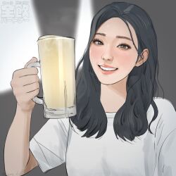 1girls asian asian_female cum cum_in_container cum_in_glass cup cup_of_cum drinking drinking_cum glass glass_of_cum itadakimasu jar jug kawakit looking_at_viewer pint smell smile smiling solo steam