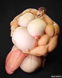 3d_(artwork) anthro balls belly big_balls big_belly big_muscles big_nipples big_pecs big_penis black_background brown_hair ceru_(whatinsomnia) cerulien digital_media_(artwork) felid fur genitals hair hands_on_belly hi_res huge_balls huge_cock huge_muscles huge_nipples huge_pecs hyper hyper_balls hyper_genitalia hyper_muscles hyper_penis lion male mammal musclegut muscular muscular_anthro muscular_male navel nipples nude overweight overweight_anthro overweight_male pantherine pecs penis pink_nipples pink_nose pink_penis pink_tongue simple_background solo standing tan_body tan_fur tongue tongue_out vein veiny_muscles veiny_penis white_balls wolke wolkewolf_(artist)