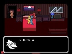 1boy 2girls accurate_art_style aged_up alphys animated anthro bladedbard female female/female fingering frisk frisk_(undertale) group honeymoon human implied_impregnation male mammal pixel_animation pixel_art tagme threesome trio undertale undertale_(series) undyne video