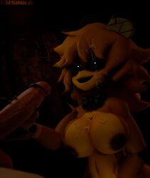 1boy 1girls big_penis cum cum_on_breasts cum_on_face five_nights_at_freddy's fredina's_nightclub golden_freddy_(fnaf) golden_fredina_(cally3d) gusinka huge_cock nude nude_female nude_male penis tagme type_0