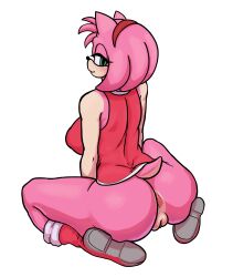 2024 amy_rose anthro anus ass blush butt_focus clothing deentag digital_drawing_(artwork) digital_media_(artwork) dress eulipotyphlan eyelashes female footwear fur genitals green_eyes headgear headwear hedgehog hi_res looking_back mammal nipple_outline pink_body pink_fur presenting presenting_hindquarters pussy rear_view sega sitting smile solo sonic_(series) sonic_the_hedgehog_(series) tan_body thick_thighs wide_hips