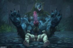 2024 3:2 3d 4_toes 5_toes anal anal_sex animal_genitalia animal_penis anthro anthro_penetrated anus ass averyhyena balls big_balls big_butt big_penis canid canine canine_genitalia canine_penis canis claws duo erection eye_roll feet forest genitals hi_res hindpaw human human_on_anthro human_on_male human_penetrating human_penetrating_anthro humanoid_genitalia humanoid_penis interspecies knot larger_male light-skinned_male looking_pleasured male male/male male_on_anthro male_penetrated male_penetrating male_penetrating_male mammal mythological_canine mythological_creature mythology nude on_bottom on_top outside pawpads paws penetration penis plant reverse_cowgirl_position saggy_balls sex size_difference small_dom_big_sub smaller_male source_filmmaker_(artwork) toe_claws toes tongue tongue_out tree were werecanid werecanine werewolf werewolf_the_apocalypse wolf