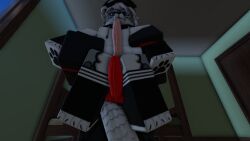 3d anthro artist_request carrying carrying_partner furry gay knot male/male protogen roblox robloxian size_difference snow_leopard source_request tagme tigstren