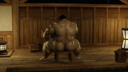 1boy 3d 3d_model bara beefy bodybuilder capcom edmond_honda hauntedrevenue human indoor_nudity indoors male male_only masculine muscles street_fighter street_fighter_6 sumo sumo_wrestler