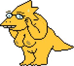 1girls 2d 2d_(artwork) accurate_art_style alphys alternate_version_available barefoot big_breasts breasts color glasses j_d_ monster_girl naked nervous nipples nude pixel_art pussy sprite sweat sweatdrop tagme transparent_background undertale undertale_(series) yellow_body