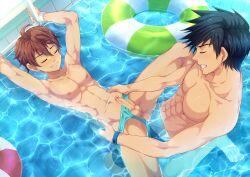 armpit armpits arms_over_head arms_up biting_lip biting_own_lip blue_eyes brown_hair camp_buddy cum cum_dripping_from_penis cum_in_ass cum_inside cumming gay gay_domination gay_sex huge_cock mikkoukun naked natsumi_hamasaki nsfw nude pool precum precum_drip precum_dripping public_nudity public_pool public_sex seto shintaro_'seto'_aihara soaked sweat sweaty sweaty_armpits sweaty_body wet wet_hair yaoi