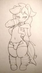 1boy 2016 bell_collar bulge bulge_in_panties collar cropped_hoodie felix_(chilledsteel) femboy girly long_hair male male_only my_little_pony penis_in_panties shorts sketch solo solo_male thigh-high-pony thighhighs unicorn unicorn_horn